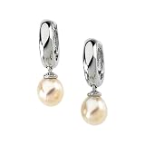 14K White Gold Pearl Hinged Earrings