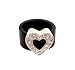 Ring - R55 - Silicone Ring with Heart Shape Crystal Charm - Size 7 (18mm) ~ Black