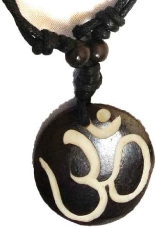 Om Imprinted Adjustable Handmade Necklace Amulet Made in Nepal Black Color