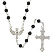 Peace Dove Rosary - Faceted Black Beads with Chain Links - Peace Dove Centerpiece - 22'' Length - 6mm Beads