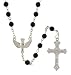 Peace Dove Rosary - Faceted Black Beads with Chain Links - Peace Dove Centerpiece - 22'' Length - 6mm Beads