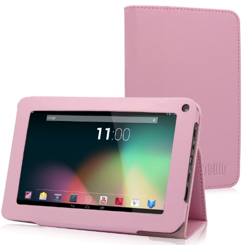 TabSuit Dragon Touch M7 PU Leather Folio Case with Stand for 7'' Dragon Touch M7, Dragon Touch K7, Astro Tab A724 Android Tablet and more 7'' Tablets (Pink)