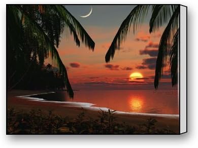 Funnyone Custom Modern Wall Art Decoration for Home Tropical Paradise Sunset Canvas Prints