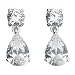 Crislu Sterling Platinum Solitaire & Pear Drop Earrings