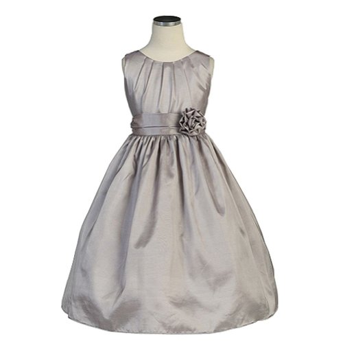 Sweet Kids Little Girls' Shimmering Pleated Crystal Taffeta Flower Girl Dress