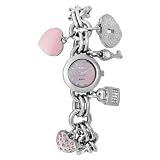 BONGO Women's BG2435 Mother-Of-Pearl Pink Dial Charm Bracelet Watch