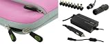 4n1 Combo - Acer Aspire AOD250-1424 10.1-Inch AC and DC Adapter Charger - Home / Car / Airplane (Invisible Zipper Dual-Pocket - Pink)