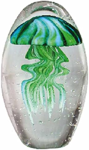 Global Village Glass Sea Green Jellyfish