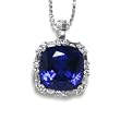 18K White Gold Tanzanite and Diamond Pendant