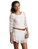 Jolt Juniors Short Sleeve Knit Dress with Belt, Ivory, Medium