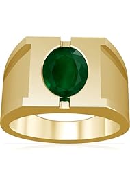 14K Yellow Gold Oval Cut Emerald Solitaire Ring