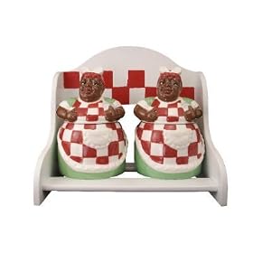 Aunt Jemima 2 Pc Cookie Jar Canister Set Wooden Rack by