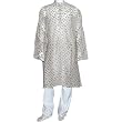 Woven Kurta Pajama Silk and Cotton Blend Long Expert Hand Stitch Size 2X-Large Chest :50 inches (pgkp009b)