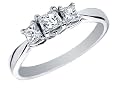 Princess Cut Diamond Engagement Ring and Three Stone Anniversary Ring 1/2 Carat (ctw) in 14K White Gold