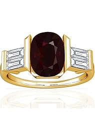 14K Yellow Gold Cushion Cut Ruby Ring With Sidestones