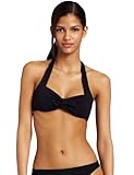 IMAGE OF Lisa Curran Women's French Picot Retro Halter Bikini Top, Black, Medium