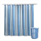 Bathroom Sets 14 Piece Hamper Shower Curtain and Hook Set with Dark Blue Stripe Design by 