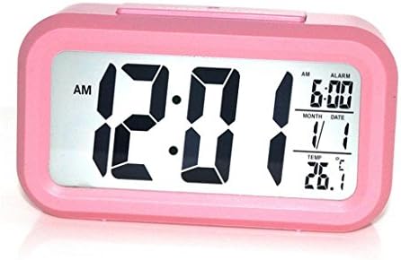 Gurgle LED Digital Alarm Clear Display Clock Featuring Date, Temperature Display, Snooze Button, Sensor Light and Night Light (Pink)