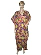 Resort Wear Womens Purple Yellow Printed Lightweight Sheer Cotton Coverup Dress Caftan Poncho