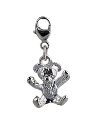 British Jewellery Workshops Silver 23x12mm Teddy Bear charm on a lobster trigger