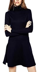 General Print Turtleneck Long Sleeves Winter  Dress
