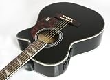 Black Cutaway Electricelectro acoustic Guitar Triangle Inlays Free Protective Canvas Gig Bag