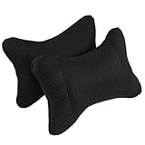 Amico 2 Pcs Auto Car Vehicle Bone Shaped Neck Head Pillow Black