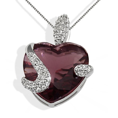 Goldmaid Damen-Collier Herz 925 Sterlingsilber 1 turmalinfarbener 48 weisse Zirkonia Fa C4 Preisvergleich