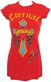 Ed Hardy Womens Tunic Tee Shirt - Love Eternal Cross Design - Red