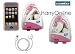 4 Piece Value Combo Deal: Light Pink Color Silicone Skin Case Cover + Car Charger + Travel Charger + USB Data Sync Cable. For Apple iPhone. By HarryOnline