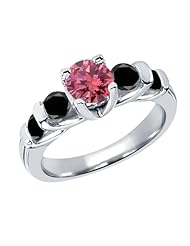 1.63 Ct Round Pink and Black Diamond 18K White Gold Ring