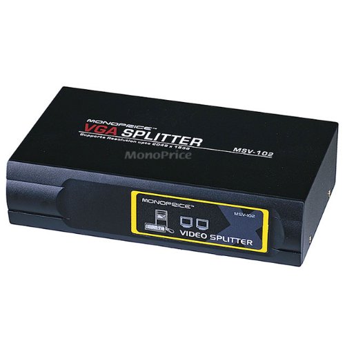 2-Way SVGA VGA Splitter Amplifier Multiplier 400 MHz - Black