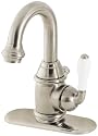 Price Pfister 042H5FK Savannah Single-Handle Centerset Lavatory Faucet with White Handle, Brushed Nickel