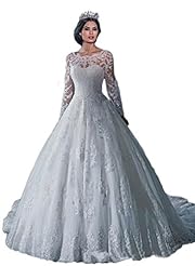 Long Sleeves 2015 Scoop Neck Applique Lace  Dress