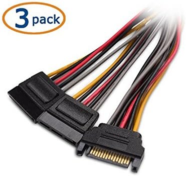 OSC (3 Pack) 15 Pin SATA Power Y-Splitter Cable 8 Inches