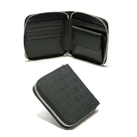 Bvlgari Black Fabric And Leather Small Zip Wallet BVL22244