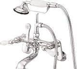 Elements of Design DT0515AX Hot Springs Wall Mount Clawfoot Tub Filler with Hand Shower, 4-1/2' in S