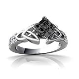 14K White Gold Black Diamond Engagement Ring
