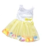 【SEBLES】ベビー服 女の子 女子 ワンピース ドレス レース シフォン オーガンジー スカート ノースリーブ 春 夏 ふんわり スカート 0歳 1歳 2歳(イエロー,80cm)