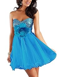 Strapless Above the Knee Short Organza/Satin Sweetheart Corset   Waistline Off the Shoulder Sequined Party Dress 