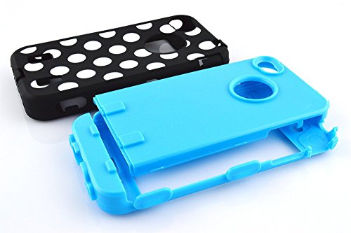 Meaci® Iphone 4 4s Case Hard Soft Polka Dot Combo Hybrid Defender Impact Body Armorbox Hard Case (Viii)