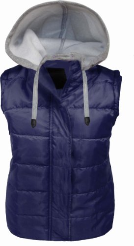 CANDY FLOSS WOMENS LADIES SLEEVELESS DRAW STRING HOODED QUILTED GILET BODYWARMER JACKET NAVY SIZE 14