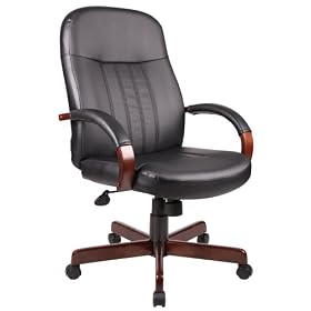 Boss Hi-Back Executive Chair With Mahogany Finish Executive Seating