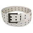 Double Square Holes Stitched Wide Belt - White