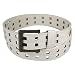Double Square Holes Stitched Wide Belt - White