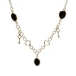 Made in Italy Attractive Heart Necklace With Genuine Onyxes Crafted in 14K/925 Gold plated Silver. Total item weight 20.3g