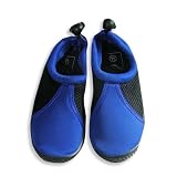 Easy USA - Girls Aqua Water Shoe, Black, Royal