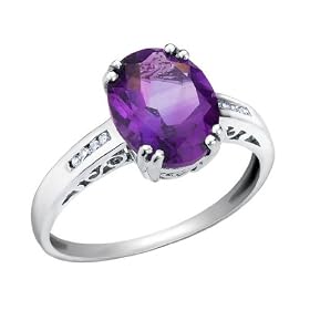 Amethyst Ring with Diamonds 2.44 Carat (ctw) in 14K White Gold, Size 5 by