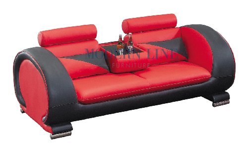 Ultra Modern Red and Black Leather Sofa