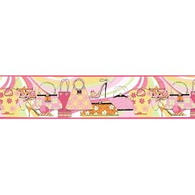 Mod Groovy Girls SHOES PURSES Wallpaper Border